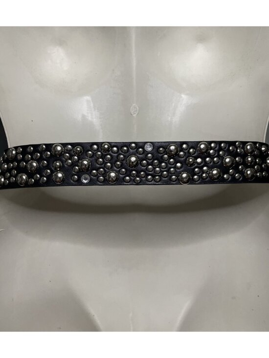 Vintage Dome Studded Black Leather Belt 34” Unisex Biker Punk Rock Metal Emo Alt